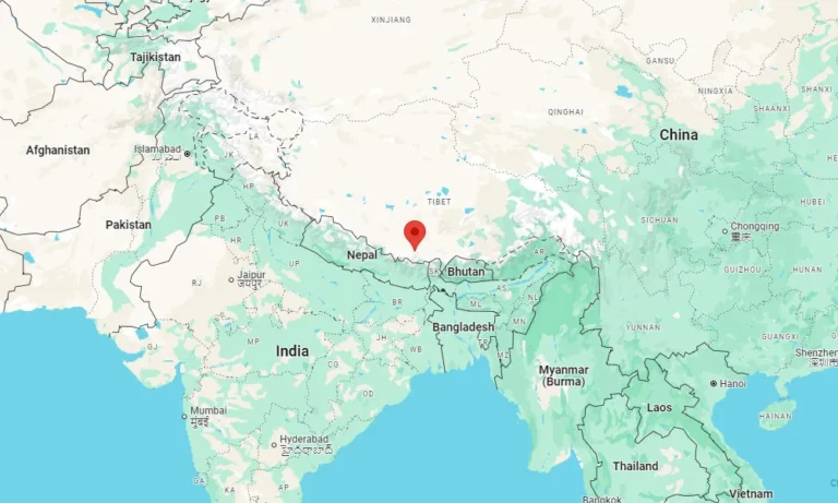 Preliminary epicenter of the earthquake (Credit: Google)